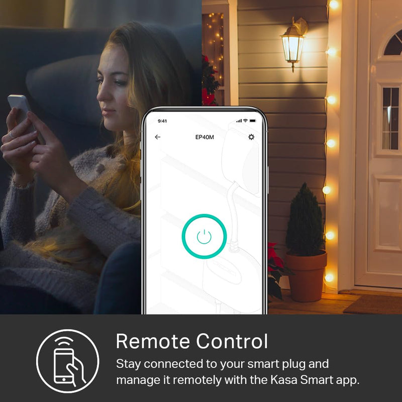 Kasa Matter Smart Outdoor Plug, Dual Outlet, IP64 Weather Resistance, Works with Apple HomeKit, Amazon Alexa, Google Home, SmartThings, 15A/1800W Max, ETL Certified, 2.4G Wi-Fi Only, EP40M Matter, 2-Socket