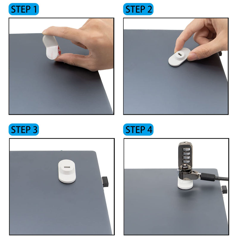 [Australia - AusPower] - 5Pack Anti Theft Self-Adhesive Security Plate with Slot for Cables to Lock Down Laptops, Mac Book, Tablets, iPad, or Other Computer (White) White lock slot-5Pack 