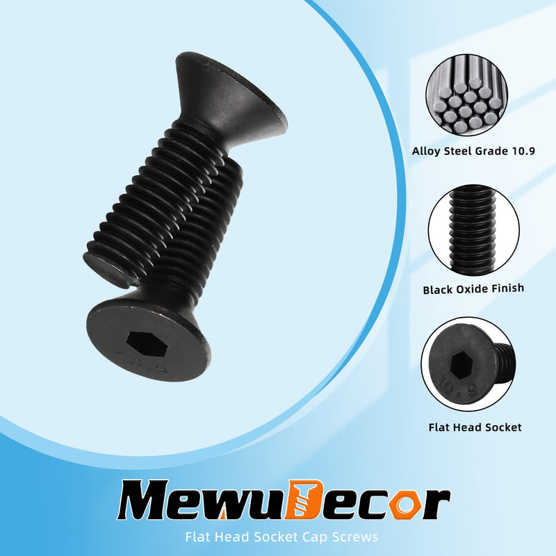 [Australia - AusPower] - 3/8-16 x 2" Flat Head Socket Cap Screws Countersunk Bolts Countersunk Bolts, Alloy Steel Grade 10.9, Fully Threaded, Black Oxide, 20 PCS 3/8-16 x 2" 
