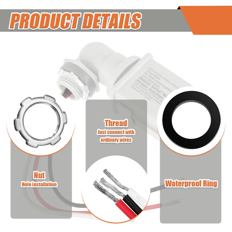 [Australia - AusPower] - 2 Pack 120VAC 50/60 Hz Photocell Sensor for Outdoor Lights IP54 Dusk to Dawn Sensor for Outdoor Lighting Photoelectric Switch with Automatic Illumination Detection Circuit 