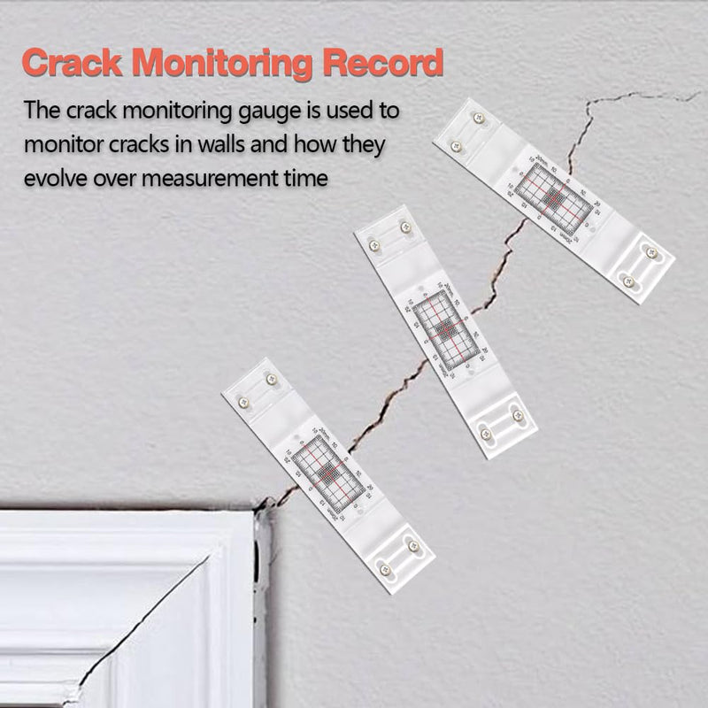 [Australia - AusPower] - Crack Monitor with 2 Pre-Set Pegs, Tell-Tale Wall Deformation Measurement & Recording Tool(5 pcs) 5 