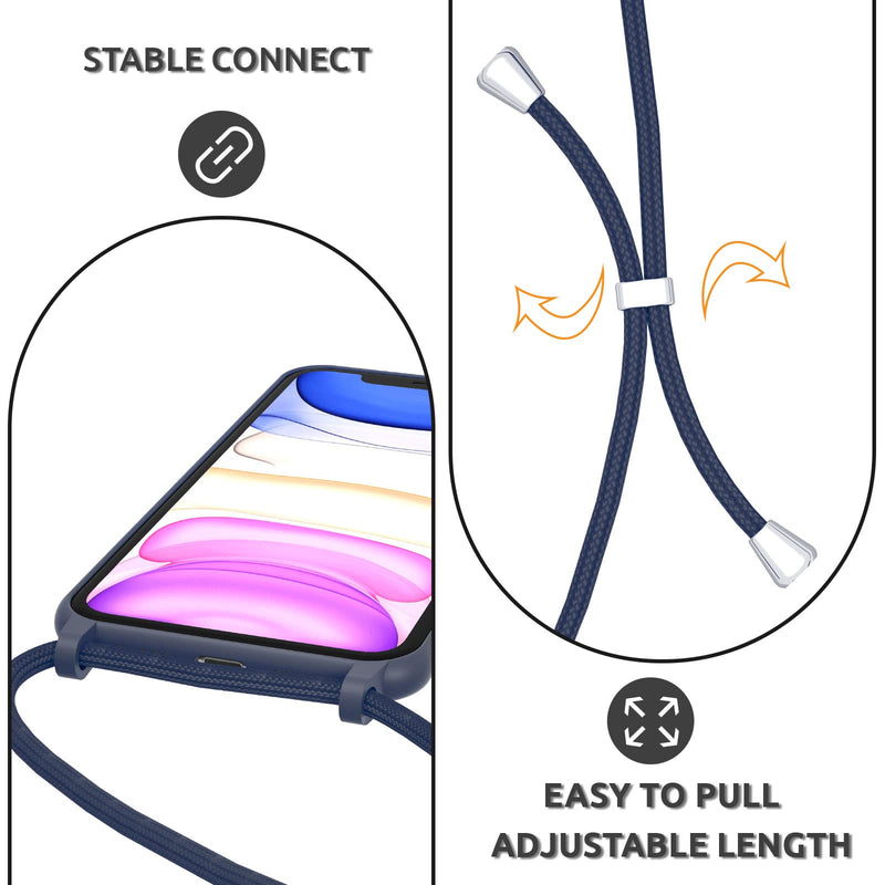 [Australia - AusPower] - UEEBAI Crossbody Lanyard Phone case for iPhone SE 2022 5G/iPhone 7/iPhone 8/iPhone SE 2020, Silicone Phone Cover with Adjustable Necklace Strap Shockproof Cover Case for iPhone SE3/SE2 - Black iPhone SE3 5G/iPhone 7/iPhone 8/iPhone SE2 