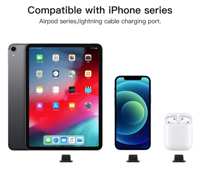 [Australia - AusPower] - CaseBuy 10x Anti Dust Plugs Compatible with iPhone 14, 14 Pro Max, 13, 13 Pro, 12, 12 Pro Max, 11, 11 Pro, X, XS, XR, 8, 7, iPhone Charging Port Dust Cover | Silicone iPhone Dust Plugs, Black 10PACK 