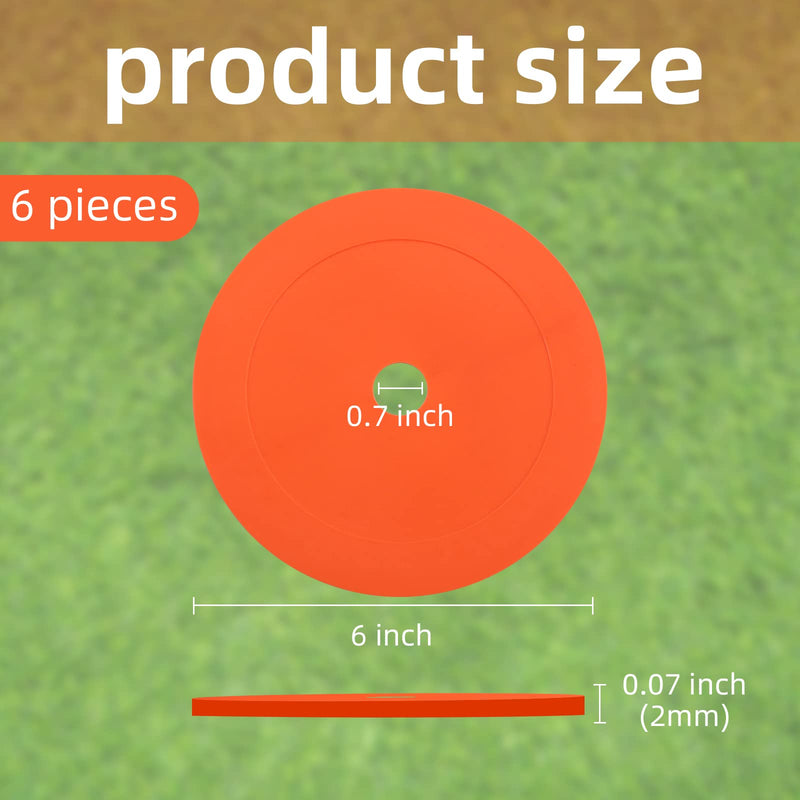 6 Pieces Low Profile Property Markers Orange Rubber Washers Driveway Marker for Low Profile Survey Stakes Screw in Survey Markers Flat Boundary Stakes Land Pins Ground Garden 6 Inches (No Nail
