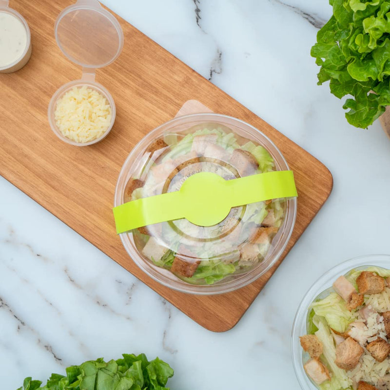 Restaurantware RW Base 12 x 1.5 Inch Packaging Bands 100 Self-Adhering Belly Bands - Disposable Strong Green Paper Label Stickers For Packaging Supplies Keeps Take Out Containers Sealed Eco Green 12 inches x 1.5 inches