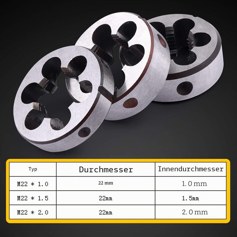 ATOPLEE M22 X 1.5mm Metric Right Hand Thread Die,1pc