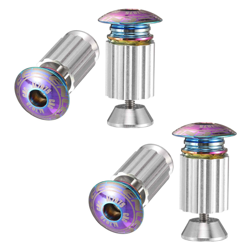 HARFINGTON 2 Pair Bike Handlebar End Plugs Aluminum Bar End Caps 18-20mm Adjustment Expanding Locking with Screw for MTB Road BMX Fixed Gear Bike, Multicolor