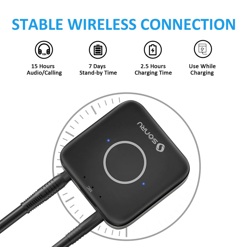 [Australia - AusPower] - Bluetooth AUX Adapter for Car, SONRU Bluetooth 5.0 Wireless Audio Receiver Adapter for Home Stereo/Wired Headphones/Hands-Free Call, Dual AUX Outputs, RCA AUX 3.5mm Bluetooth Music Receiver 