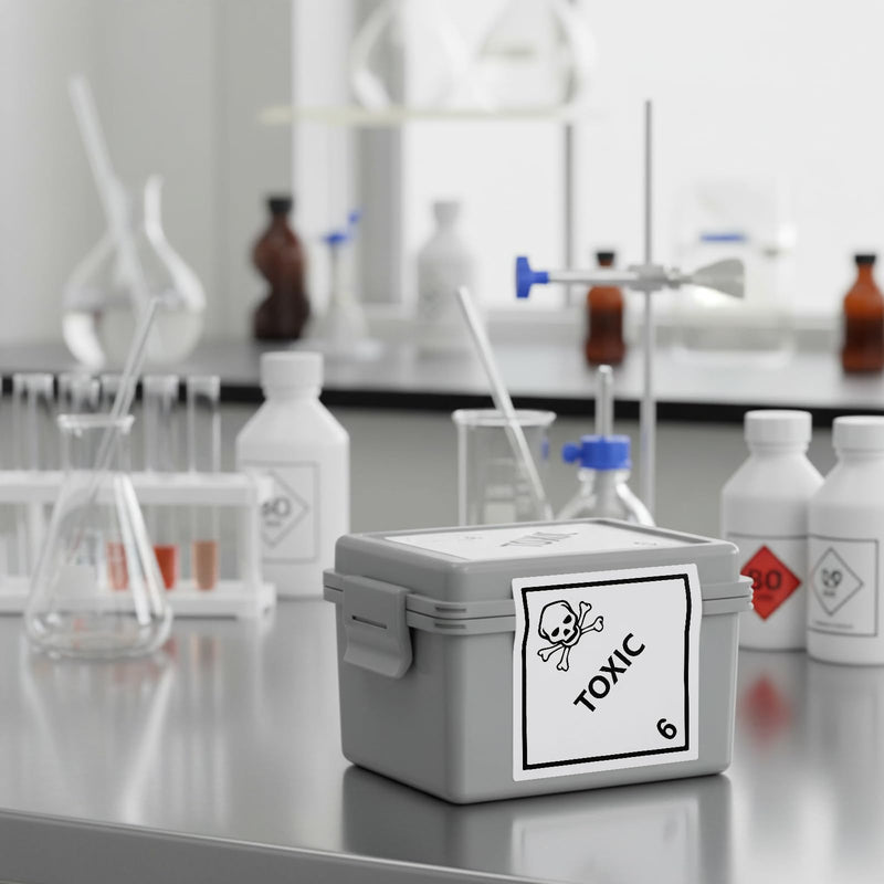 500 PCS Hazard Class 6 Toxic Labels - 4 x 4 Inch Square Poison Adhesive Labels for Industrial, Laboratory, Transportation
