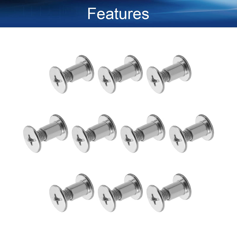 [Australia - AusPower] - Bettomshin 25Pcs M4 Binding Screw, M4 x 6mm Nickel Plated Carbon Steel Cross Head Butt Screw Binding Post Screw Kit for Scrapbook Photo Albums Bookbinding DIY Leather Saddles Purses Belt 