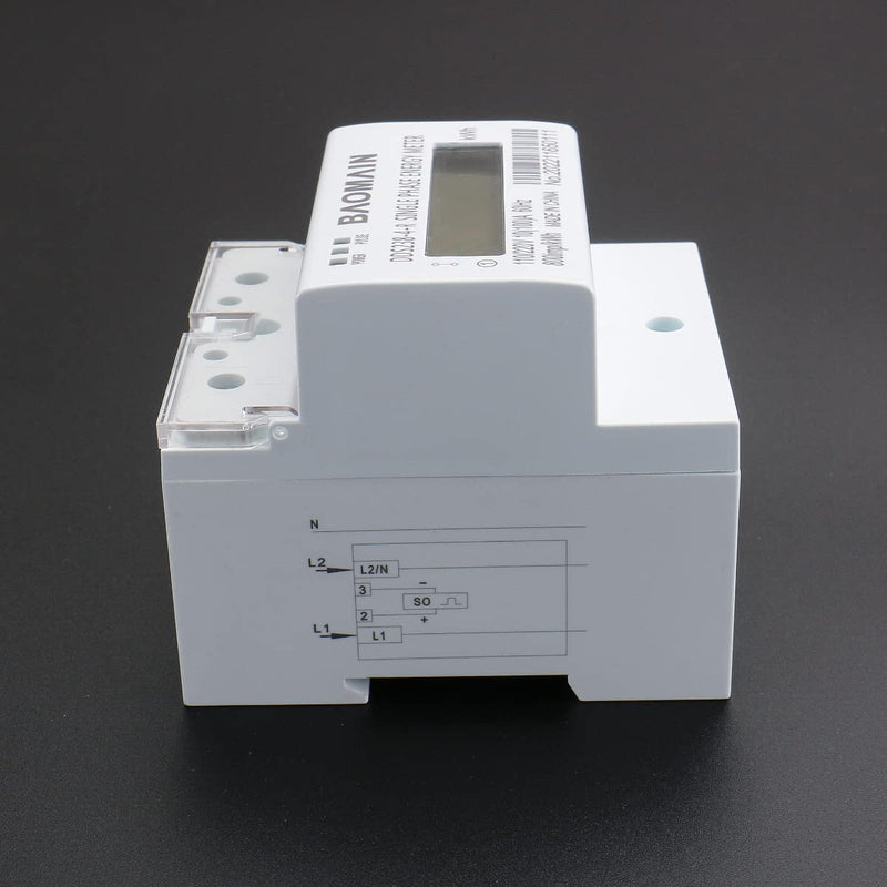 [Australia - AusPower] - Baomain DDS238-4-R DIN Rail Single-Phase Three-Wire Kilowatt Hour kwh Meter 10A(100A),110V/220VAC,60Hz,LCD Display Energy Meter for AC Systems 