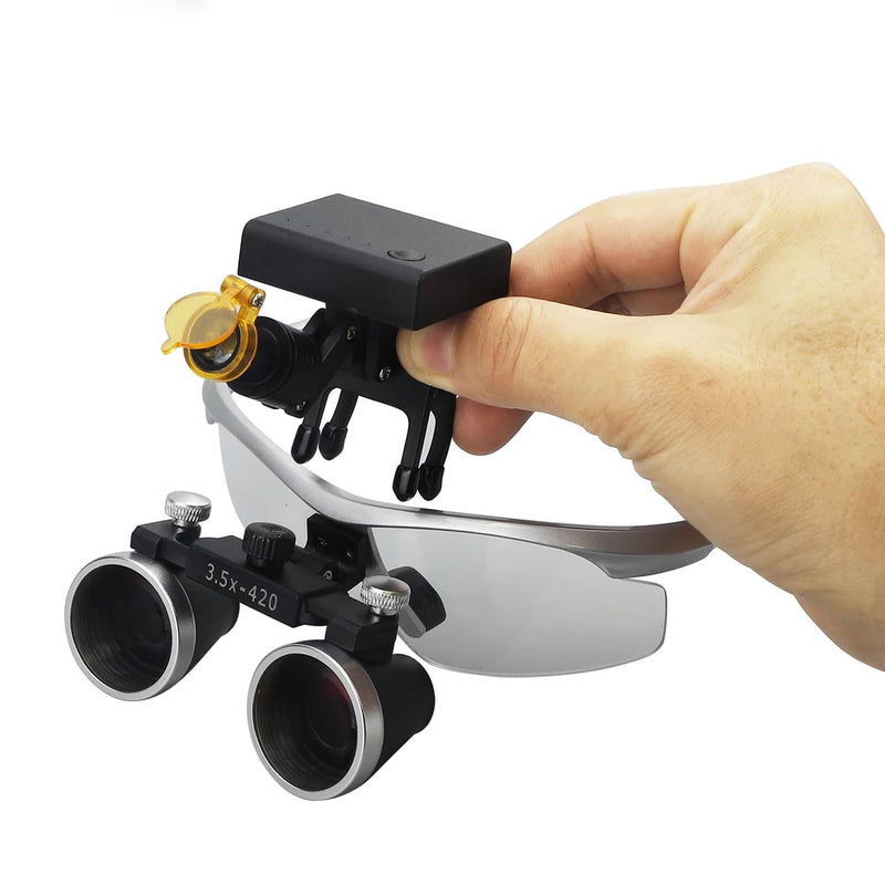 [Australia - AusPower] - Lightweight Dental Headlight Portable Medical Spotlight with Optical Filter for Binocular Loupes Lab Magnifier Eyeglass Frame 5W Wireless 