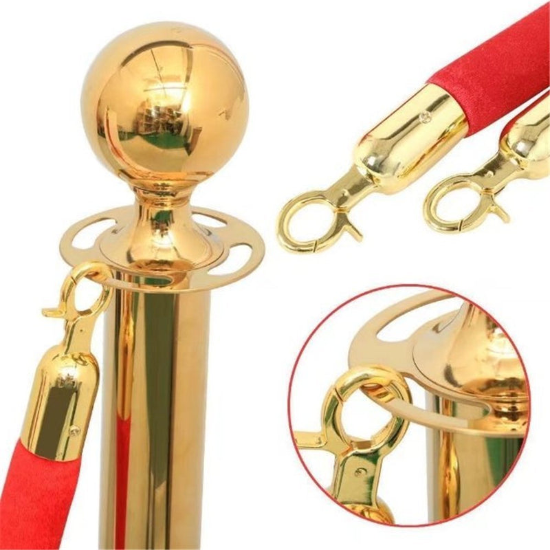 [Australia - AusPower] - Red Velvet Stanchion Rope Crowd Control Rope Barrier with Gold Color Plated Hooks, 5 Foot 5 foot Red 