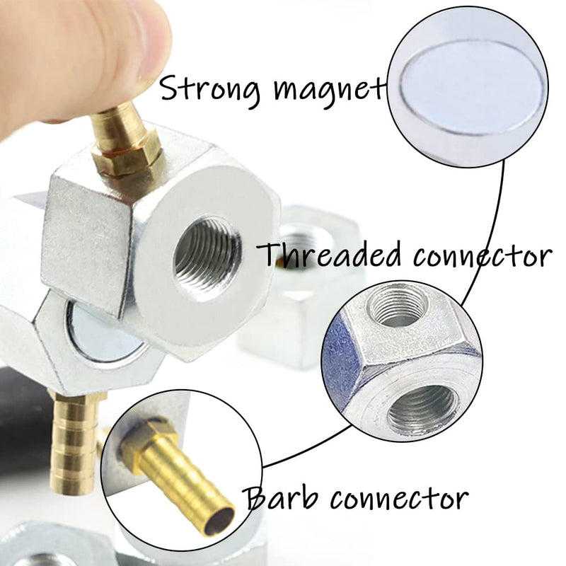 [Australia - AusPower] - Magnetic Base with Barb Connector + 1/4"PT Round Nozzle Plastic Coolant Pipe with Switch Adjustable Flexible Water Oil Cooling Hose Round Mouth 