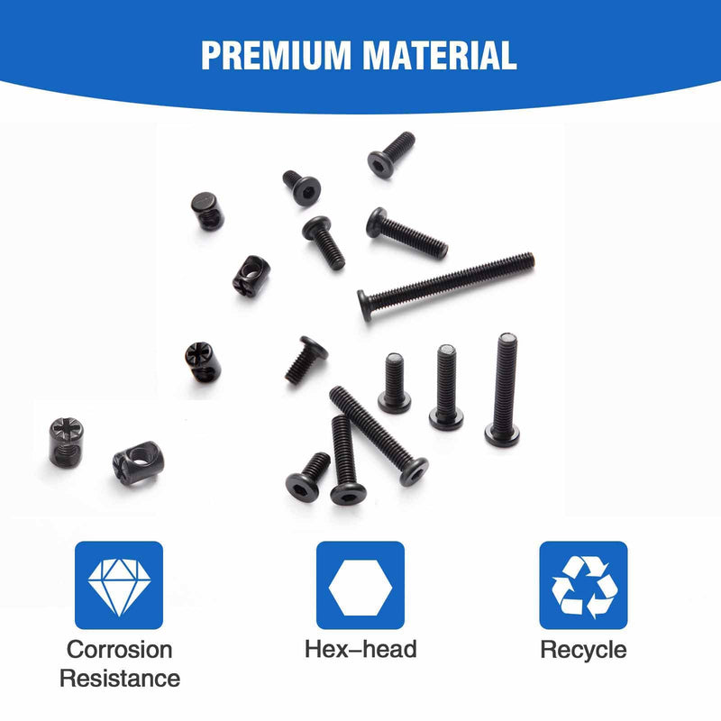 [Australia - AusPower] - Crib Screws Hardware Replacement Kit,Socell 32Set Baby Bed Frame Bolts &Barrel Nuts Set for Delta/Graco/Dream, M6x12mm/15mm/25mm/35mm/45mm/55mm/65mm/75mm Hex Drive Socket Cap Screws Barrel Nuts Black?M6x12mm---75mm) 
