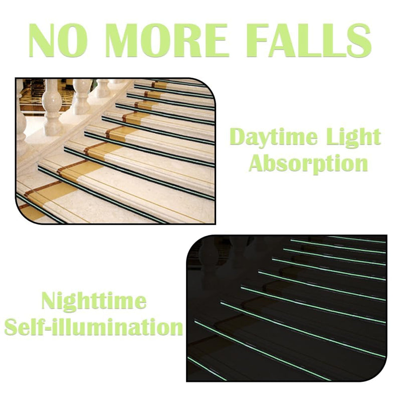 1Roll 5cmx5m Anti-Slip Traction Tape with Glow in the Dark Stripe, Waterproof Non-Skid Adhesive for Stairs, Steps, Outdoor & Indoor Use, High-Traction Safety Treads for Kids & Seniors (Black) Black