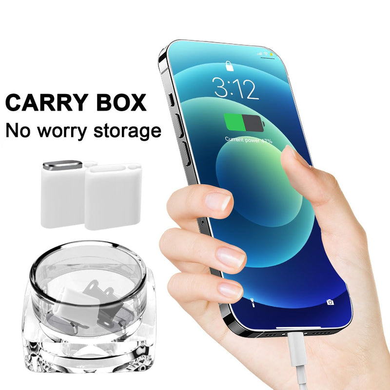 [Australia - AusPower] - 4 Pack Designed for iPhone 15 Pro Max Plus USB C Anti Dust Plugs C Charging Port Covers with 2 Plug Holders, Full Protection Caps Wireless Charging Friendly Phone Accessories(Gray) 