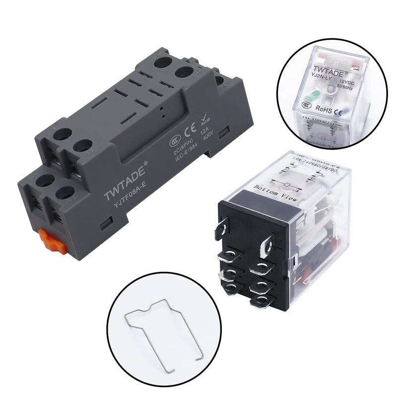 [Australia - AusPower] - TWTADE/AC 24V Relay 10A Electromagnetic Power Coil Relay 8 Pins DPDT 2NO+2NC with Indicator Light and Socket Base -YJ2N-LY AC 24V 8 PIN-10A 