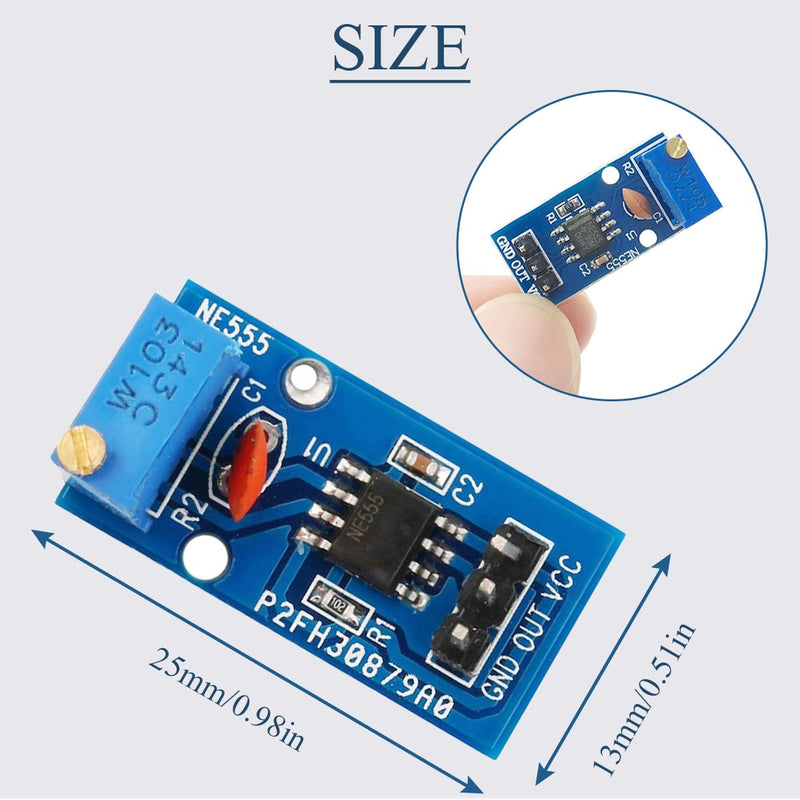 [Australia - AusPower] - 5Pcs NE555 Pulse Generator 555 Timer Module Single-Channel Signal Output Adjustable Frequency Rectangular Wave Signal Generator for MCU Learning with Dupont Cable 