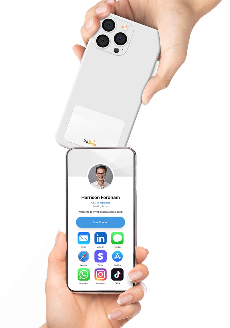 [Australia - AusPower] - Dot Digital Business Card for Back of Phone (TapSnap) | No Subscription/No-Fee | Instantly Share Contact Info, Socials & More - for iPhone and Android - NFC Tap to Share (White) White 