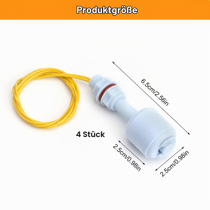 Pack of 4 Float Switch Liquid Sensor Level Switch for Water Level Control PP Float Switch Horizontal & Vertical Automatic Level Sensor for Aquarium Water Tank Hydroponics Pool
