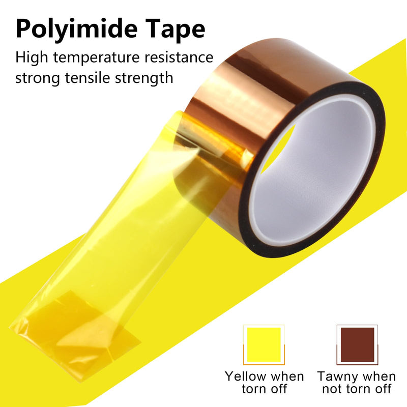 [Australia - AusPower] - BOMEI PACK Polyimide Tape, 2 Pack High-Temperature Resistant Tape 2inch x 33m(108ft), No Residue Heat-Resistant Tape for Electric Task, 3D Printing, Soldering, Sublimation, Masking 