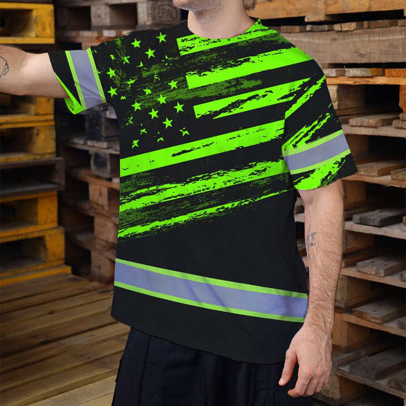 BRIGHTGUARD, High Visibility Shirts for Men Class 3, Short Sleeve Reflective Safety Shirts Medium Color 1