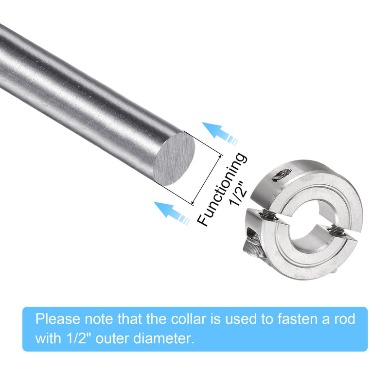 [Australia - AusPower] - HARFINGTON 4pcs Shaft Collar for 1/2" Rod 1-1/8" OD 13/32" Width 304 Stainless Steel Double Split Axle Clamp-On Collar with Set Screw 1/2" Bore 