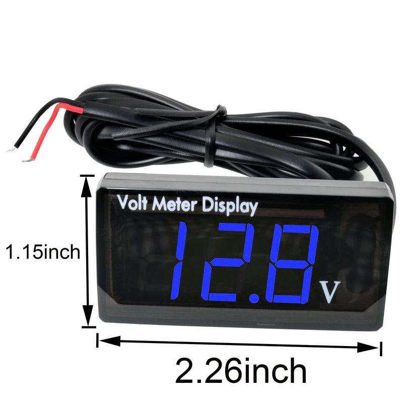 [Australia - AusPower] - MEETOOT LED Digital Display Voltmeter Blue DC 12V Waterproof LED Digital Display Voltmeter for Car Battery Voltage Monitor 
