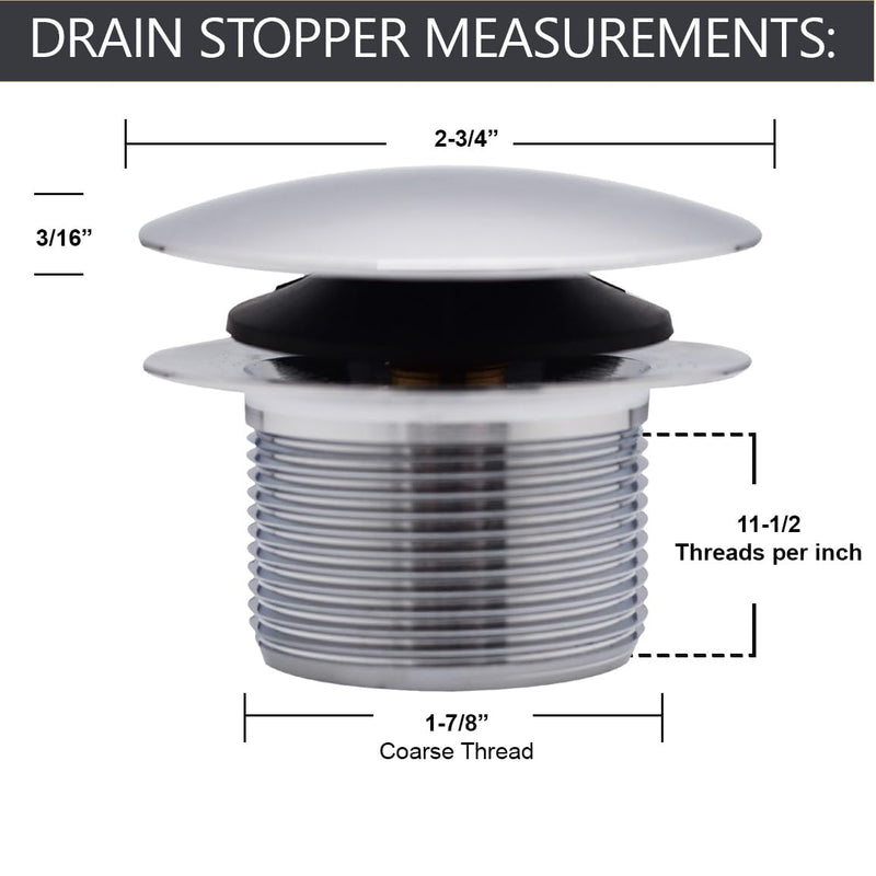 Westbrass D398R-26 1-1/2" NPSM Coarse Thread Mushroom Tip-Toe Bathtub Drain Stopper, Polished Chrome 1-Pack