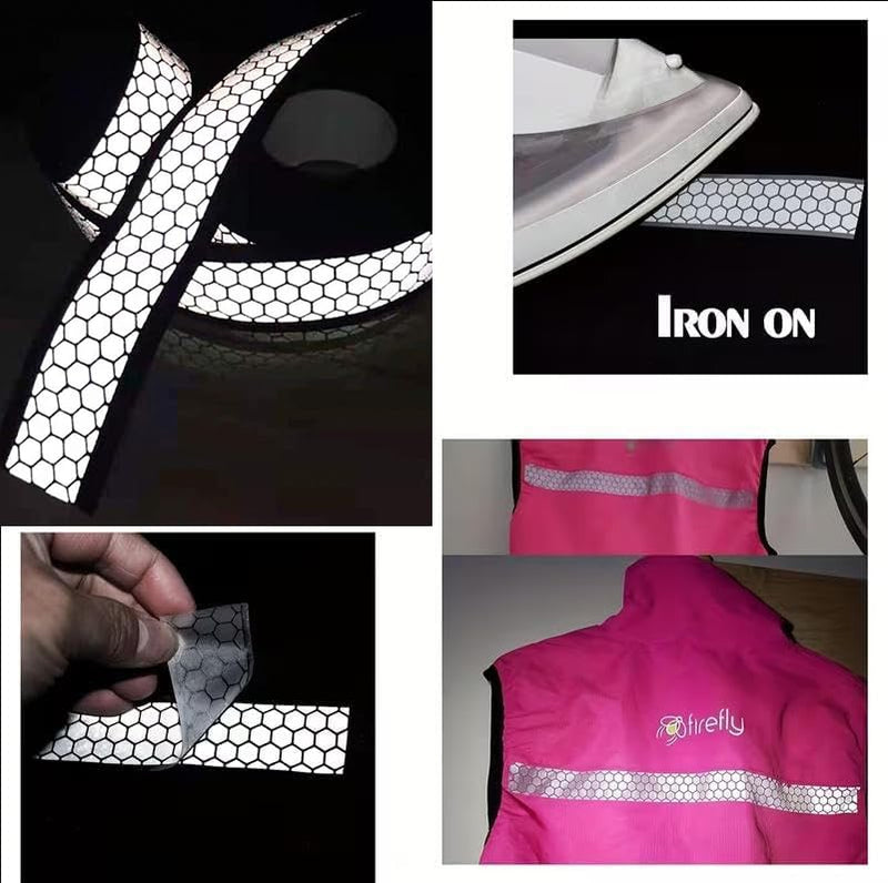 3 Rolls Silver Reflective Heat Transfer Vinyl Tape Safety Visibility Strips Iron On for Clothing，1 Inch x 5.5 Yards