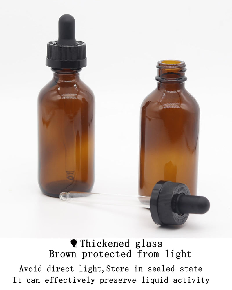 [Australia - AusPower] - 4 pack,amber glass dropper bottles 2 oz,60 ml dark empty tincture bottles with dropper,alcohol,hair oil bottle,perfume,essentia,small,eye,droppers for oils,medicine,pipette,drip drop,travel amber 