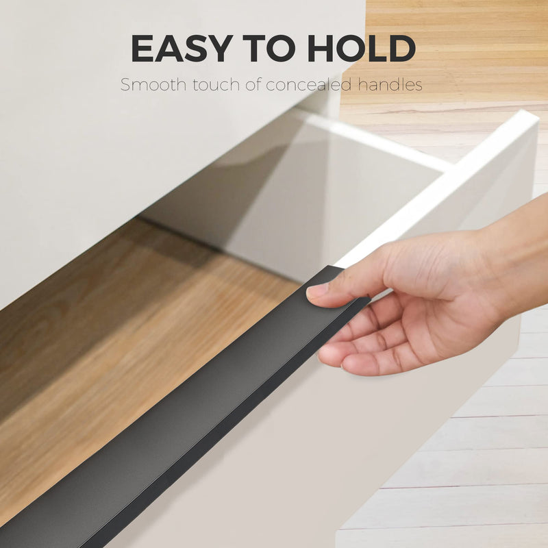 10 Pack Finger Pulls for Cabinets - 224mm/8.8in Hole Center Black Handles | 300mm/11.81" Overall Length, Edge Pulls, Concealed Tab Kitchen Drawers Pulls, Easy Install, Screws Included, Rust-Resistant 10