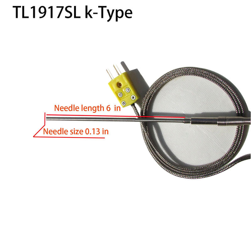 [Australia - AusPower] - TL1917SL K Type thermocouple Probe -50℉~1100℉ 0.13in/40in 