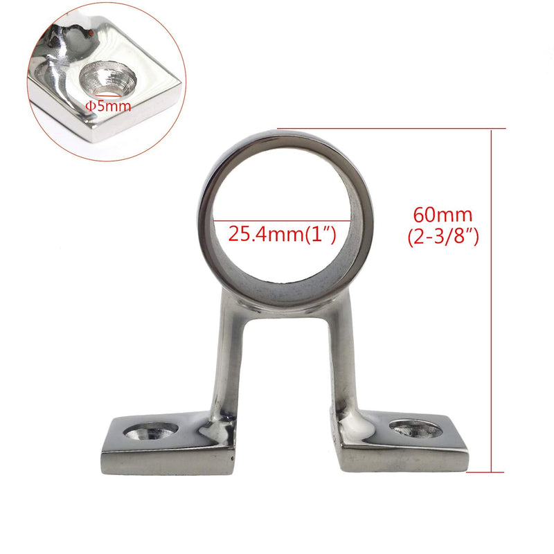 Pair of 316 Stainless Steel Marine Grade Boat Hand Rail Railing Fitting Center Bracket Stanchion (I.D.26MM) Hardware for 1in Tubing