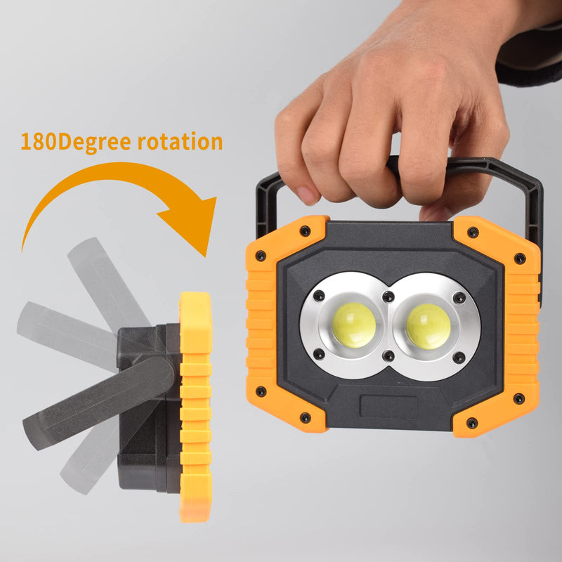 [Australia - AusPower] - OTYTY LED Work Light 2-Pack, 30W 1500LM Portable Rechargeable Flood Lights with Magnetic Base, 4200mAh Battery for Outdoor, Camping, Hiking, Emergency, Car Repairing, Job Site Lighting (W839 Yellow) W839-Y 