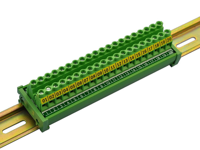 [Australia - AusPower] - Electronics-Salon DIN Rail Mount 20 Position 30A / 300V Screw Terminal Block Distribution Module. 