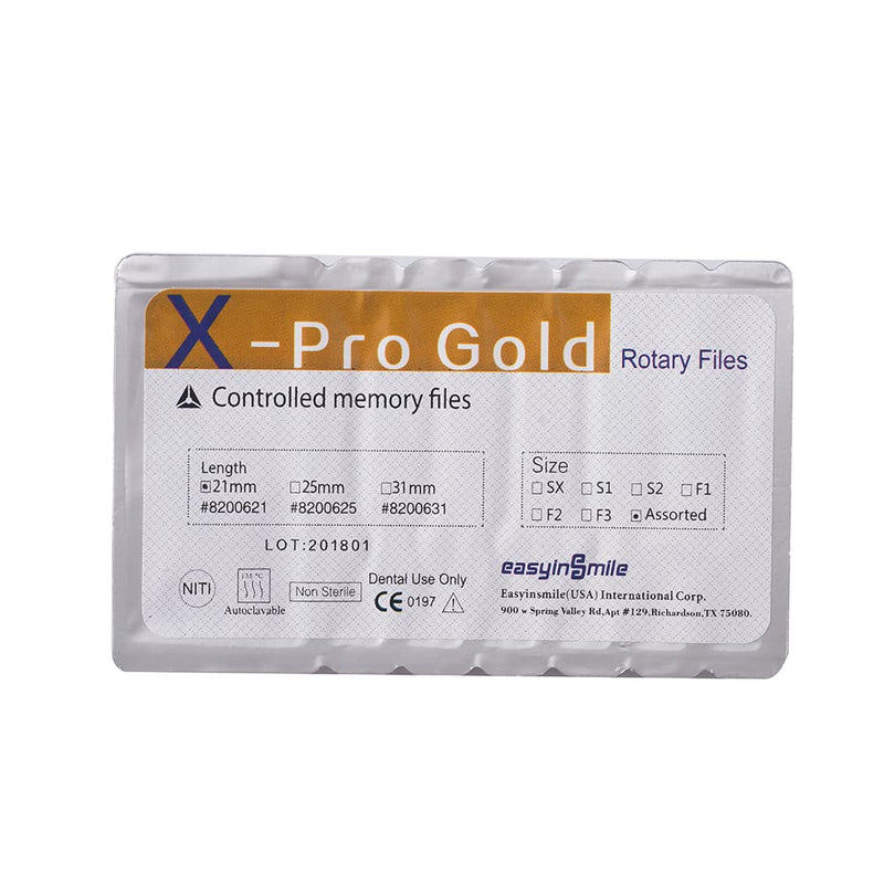 [Australia - AusPower] - Dental Endo Rotary File X-Pro Gold Taper 6PCS Niti Endodontic Root Canal Files (21MM Assort) 21MM Assort 