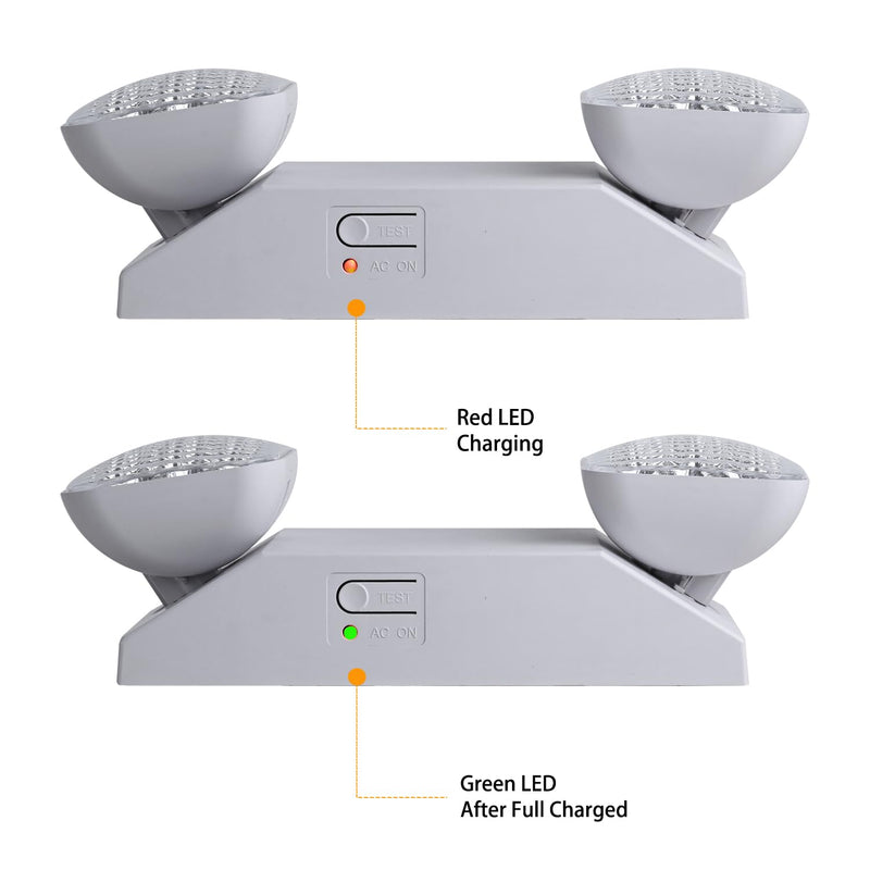 LED Emergency Lights for Business Home Power Failure,4Hours 300lm Automatic Battery Backup,Rechargeable Emergency Exit Lighting Fixtures,Hardwired, UL 924 AC85-277V Square with L N Wires White