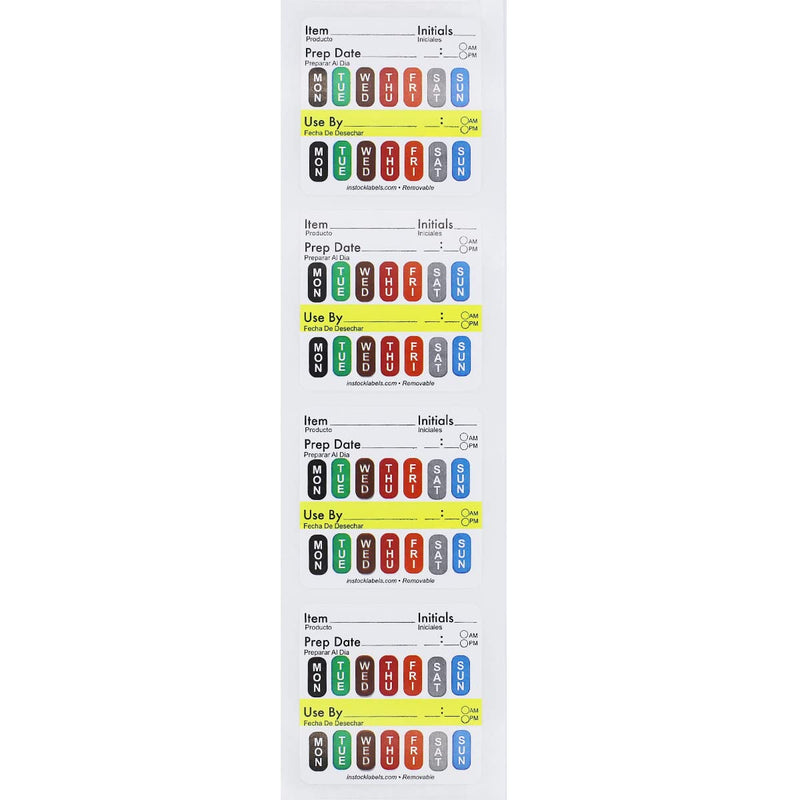 Removable Universal Labels for Food Rotation Use By Food Preparation Days of The Week Prep Date Stickers 2 x 2 Inch 500 Adhesive Removable Stickers