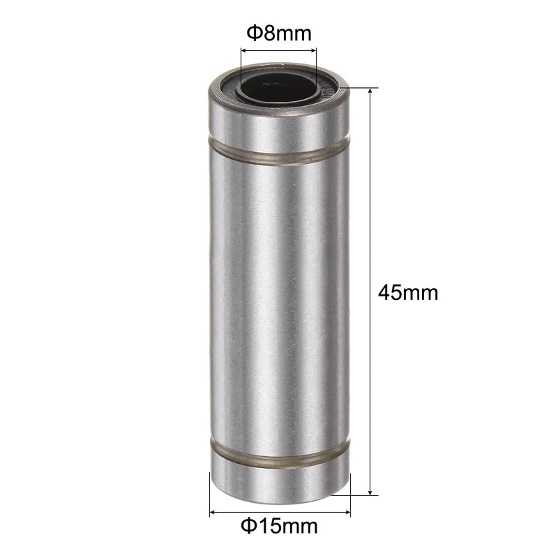 [Australia - AusPower] - uxcell 4pcs LM8LUU Linear Ball Bearings, 8mm Bore Dia, 15mm OD,45mm Length, Linear Motion Bearing for CNC Machine Tool 3D Printer 4 
