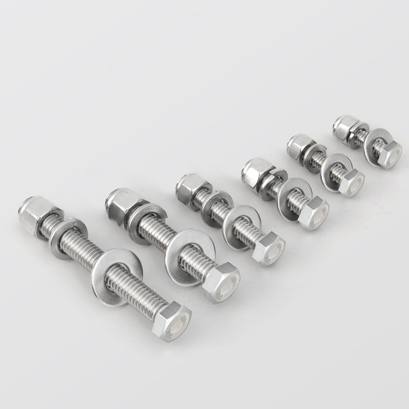 [Australia - AusPower] - (4 Sets) 5/16-18 x 6" Hex Head Screw Bolt,Lock Nuts,Flat & Lock Washers Kits,304 Stainless Steel 18-8,Fully Threaded 5/16-18 x 6" 4 