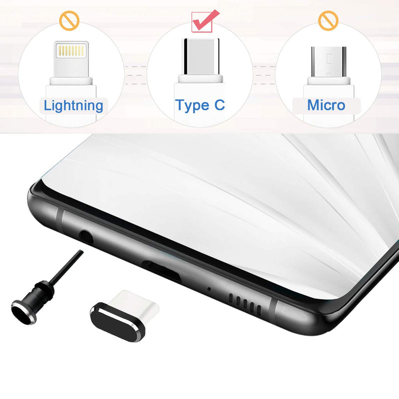 [Australia - AusPower] - USB Type C Dust Plugs Charging Port Cover Caps with Cable Protectors 2 Pack Compatible with Samsung Galaxy S23/S22/S21/S20+ Ultra/Z Flip 4/Z Fold 4 Pixel OnePlus (Black) Black 