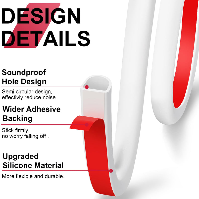 [Australia - AusPower] - ?New Upgrade?Silicone Weather Stripping Door Seal, 19.7 Feet Self Adhesive D-Shaped Door Weather Stripping for Door & Window, Seals Large Gap 3/8" (W) x 1/4" (T) x 19.7' (L) White 