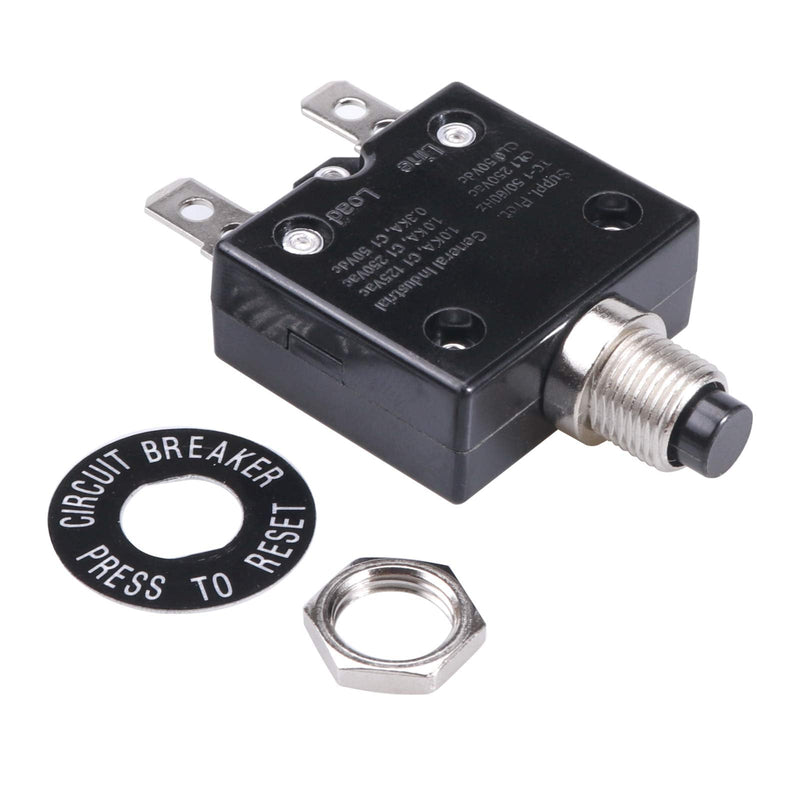 [Australia - AusPower] - Thermal Circuit Breaker 20 Amps, Thermal Overload Protector L1 Series 125-250V AC 50V DC Push Button Manual Reset Circuit Breaker 20A 2 Pcs 