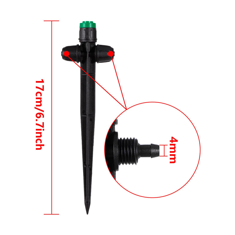 [Australia - AusPower] - 30pcs Drip Irrigation Emitters Sprayer for 1/4" Drip Irrigation Tubing Adjustable 360 Degree Water Flow Drippers on 6.5" Sturdy Stake with Lock Barbed Irrigation Drippers for Watering System 30Pcs Double Tube Sprayers 