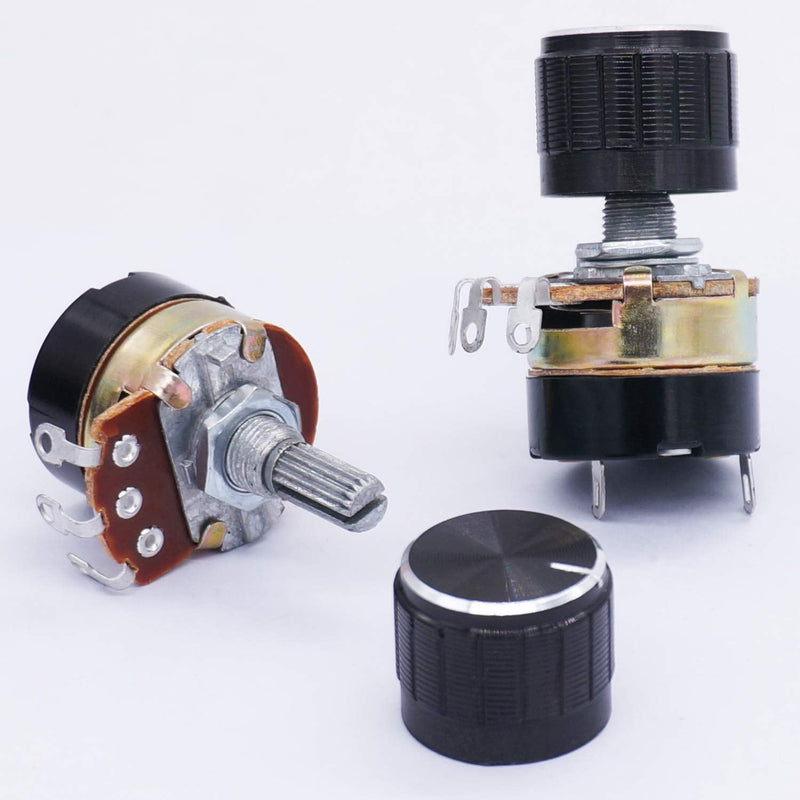 [Australia - AusPower] - TWTADE / 2Pcs 250K Ohm Single Linear Taper Potentiometers with on/off Switch + 2pcs black Aluminum alloy knob 