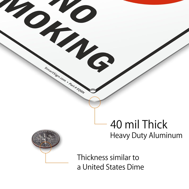 SmartSign No Smoking Sign (Pack of 4), 7 x 10 Inches, 40 Mil Aluminum, Laminated, Pre-drilled Holes, Made in USA 7" x 10" - Pack of 4