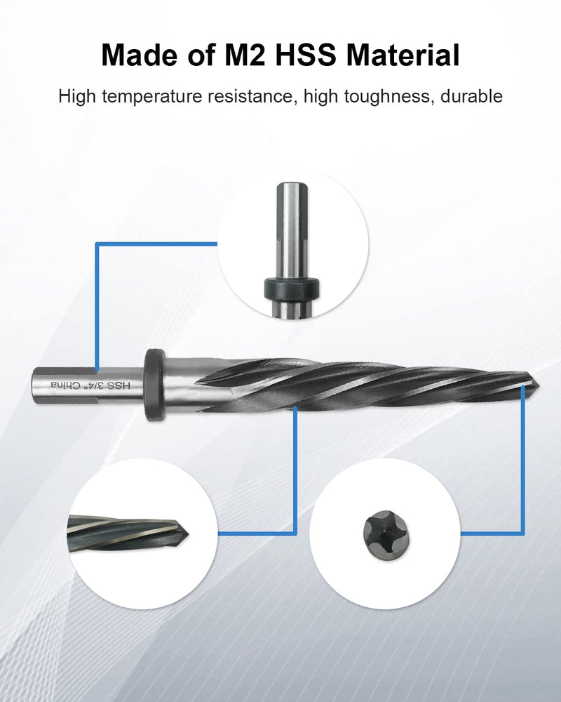[Australia - AusPower] - 3/4" Drill Bridge/Construction Reamer Bit with 1/2" Shank HSS Taper Chucking Reamer Bit Tool for Steel Metal Wood Alloy Drilling Hole 3/4" 