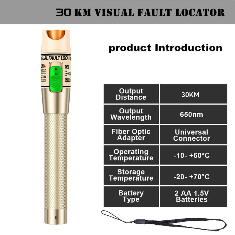 [Australia - AusPower] - Visual Fault Locator, 30-50KM Fiber Optic Cable Tester Meter VFL Red Light Pen Light Source Testers 